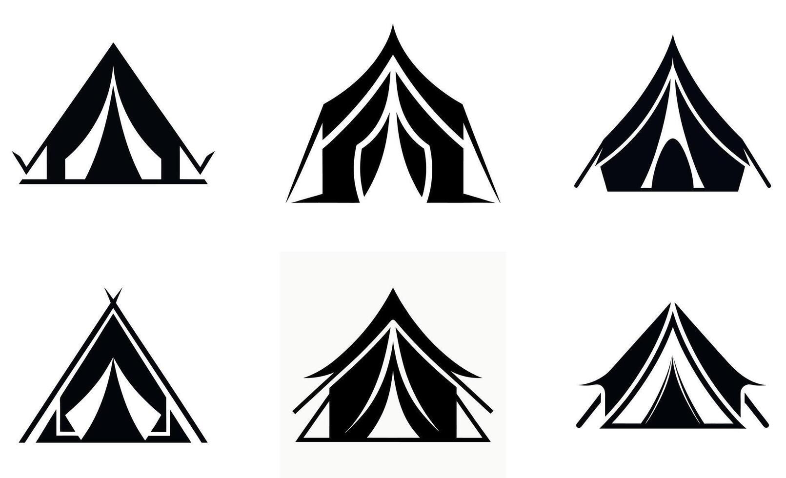 simple black silhouette of a camping tent icon design vector