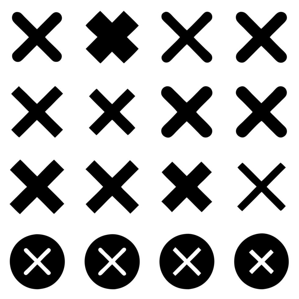 A seamless pattern featuring a repeating grid of black X icons in white circles. vector