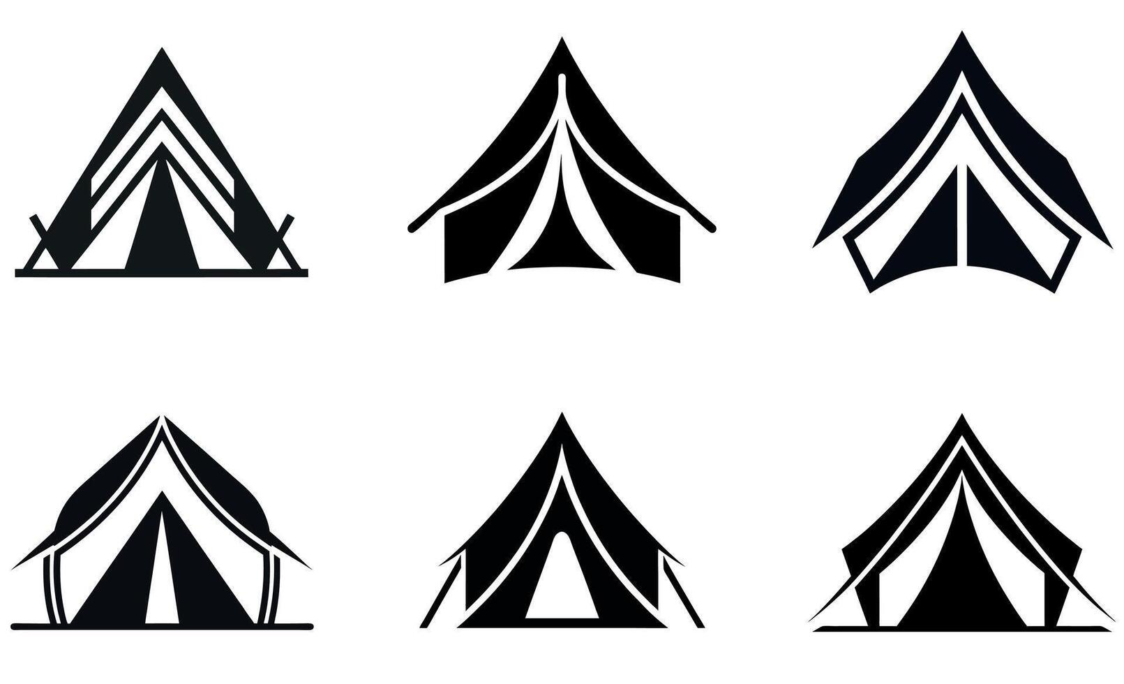 simple black silhouette of a camping tent. vector