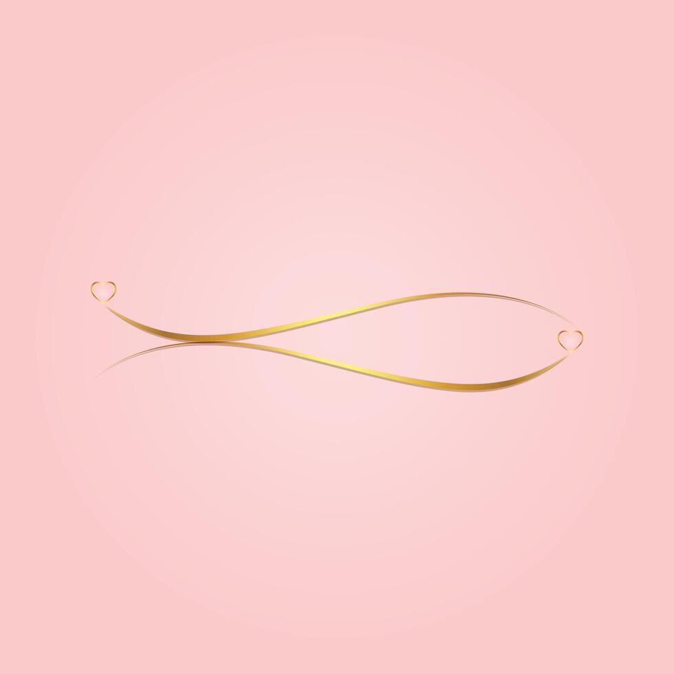 Luxury golden Infinity Symbol with heart, pink background, illustration art vector