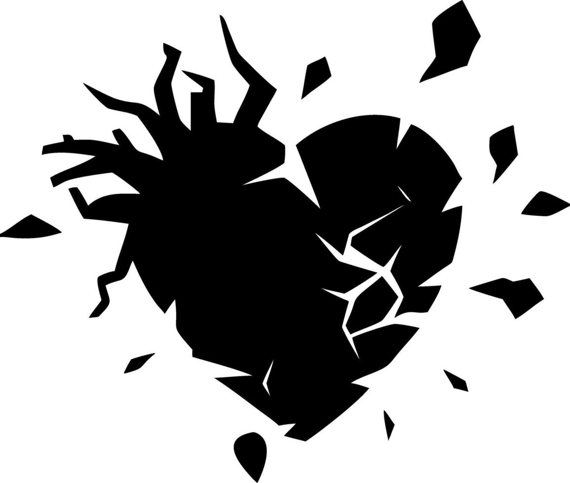 Abstract Broken Heart Silhouette for Emotional Art and Tattoo Design vector