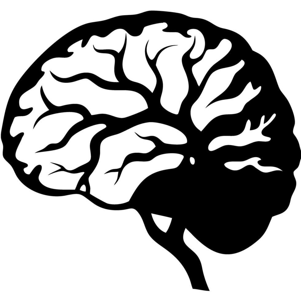 Abstract Brain Silhouette Art for Medical and Educational Design vector