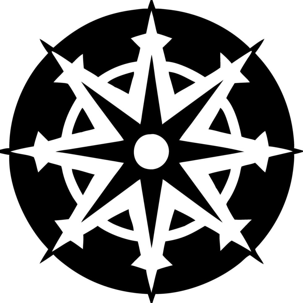 Abstract Geometric Compass Star Symbol for Tattoo and Design Projects vector