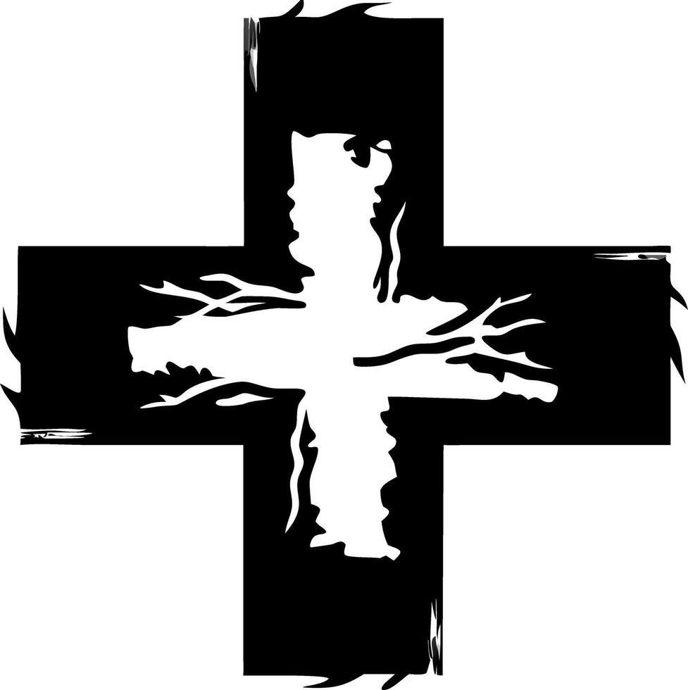 Abstract Spiritual Cross Silhouette Artwork for Tattoo or Design Inspiration vector