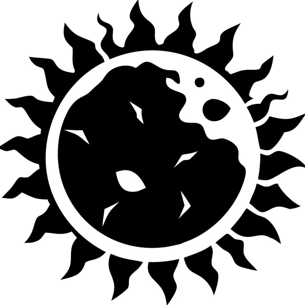 Abstract Sun and Moon Graphic for Tattoos and Coloring Books vector