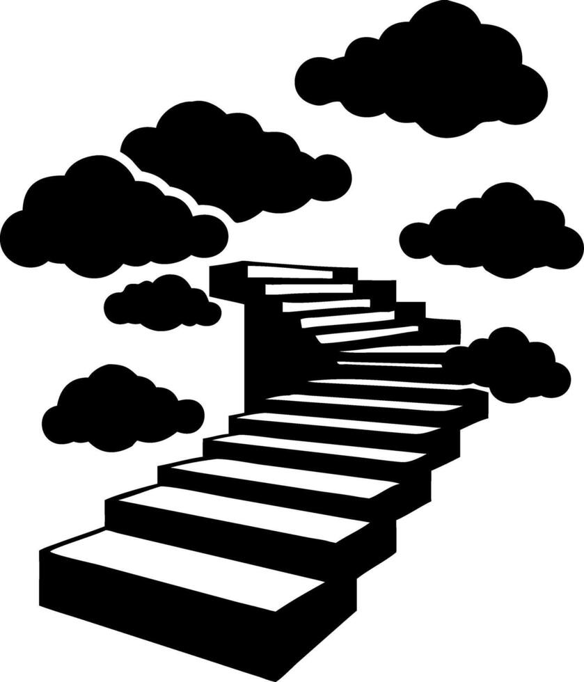 Abstract of Stairway Ascending Through Clouds Symbolizing Growth and Journey vector