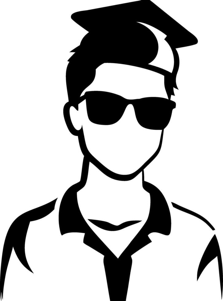 Academic Graduation Silhouette Student Wearing Cap and Gown Illustration for Posters vector