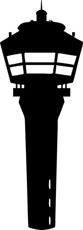 Air Traffic Control Tower Silhouette for Aviation Design and Education vector