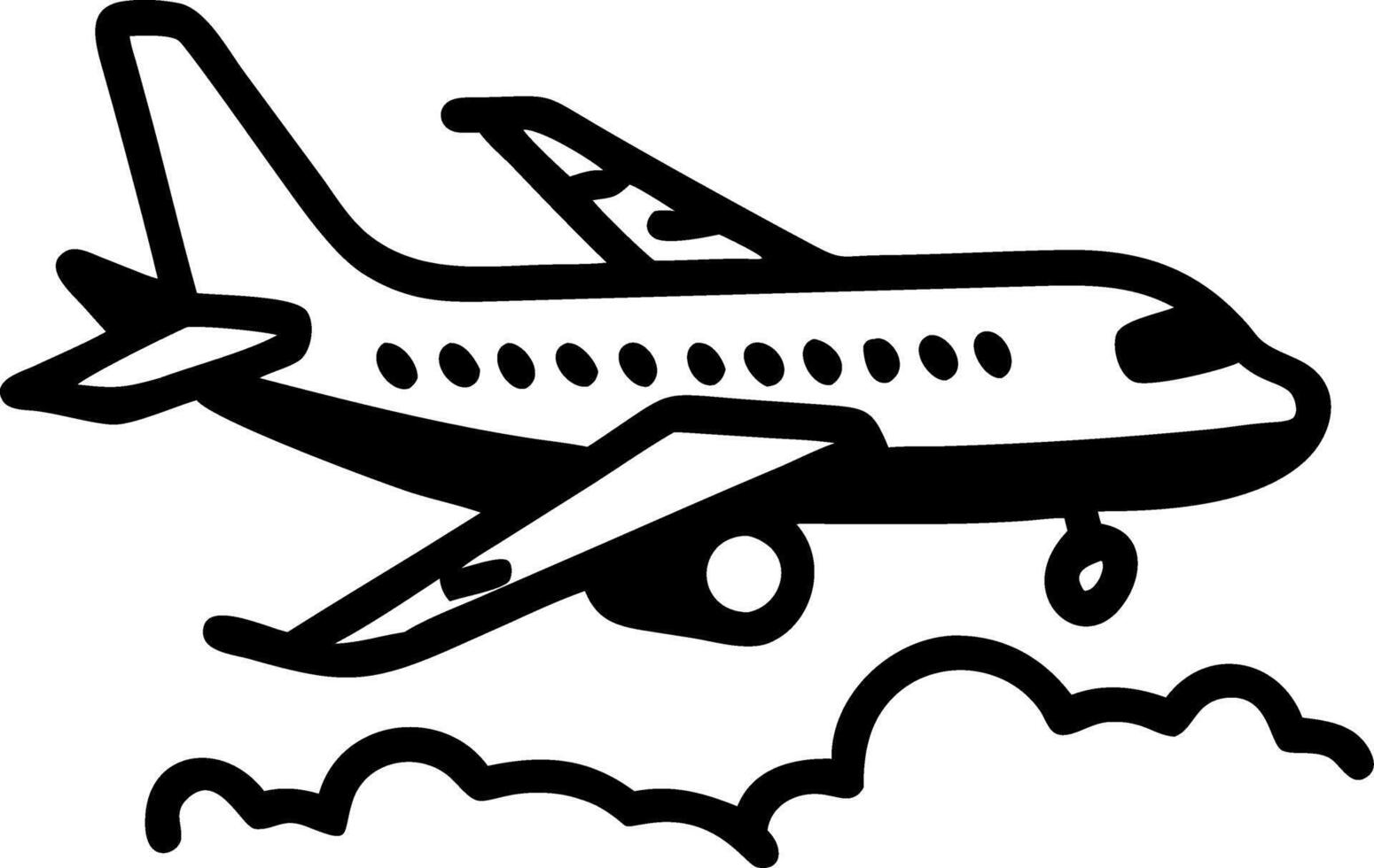 Airplane Silhouette Flying Over Clouds Art for Travel and Aviation Design vector