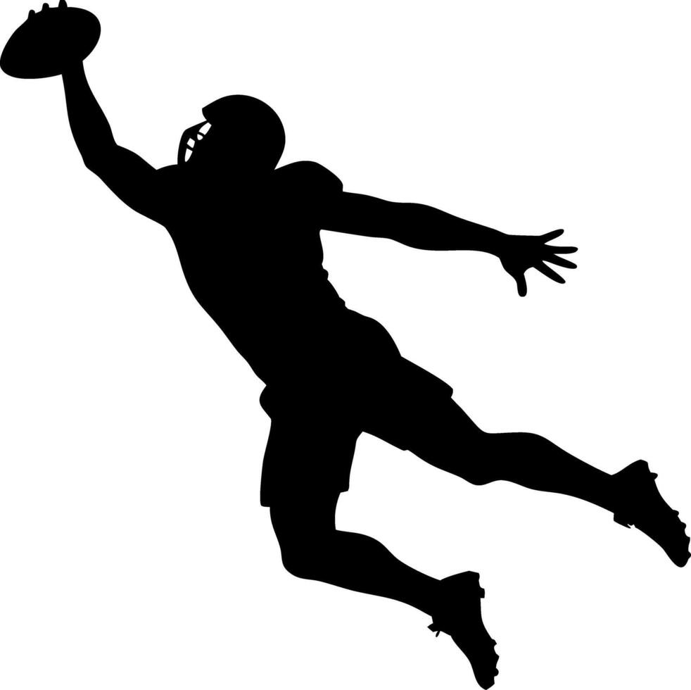 American Football Player Catching Ball Silhouette Illustration vector