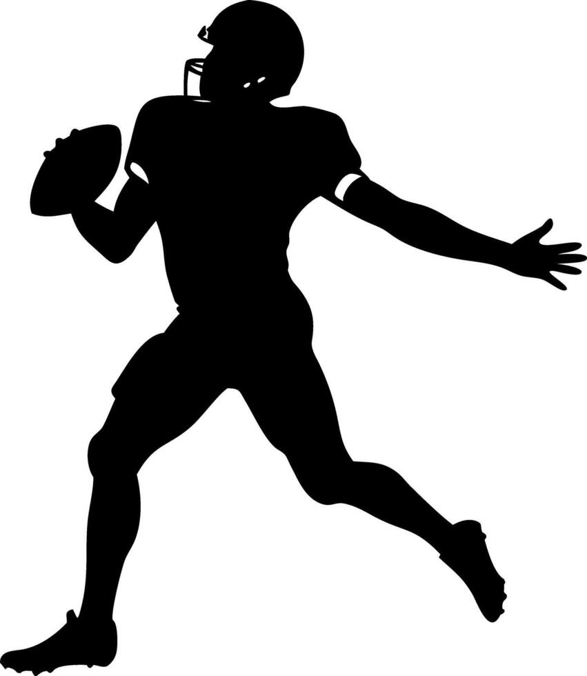 American Football Player Silhouette Quarterback Throwing Ball vector