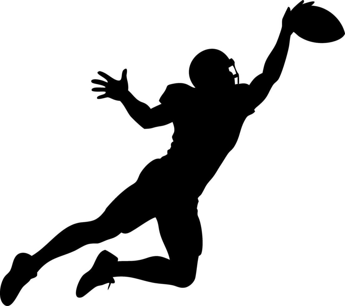 American Football Player Silhouette Leaping Catch Illustration vector