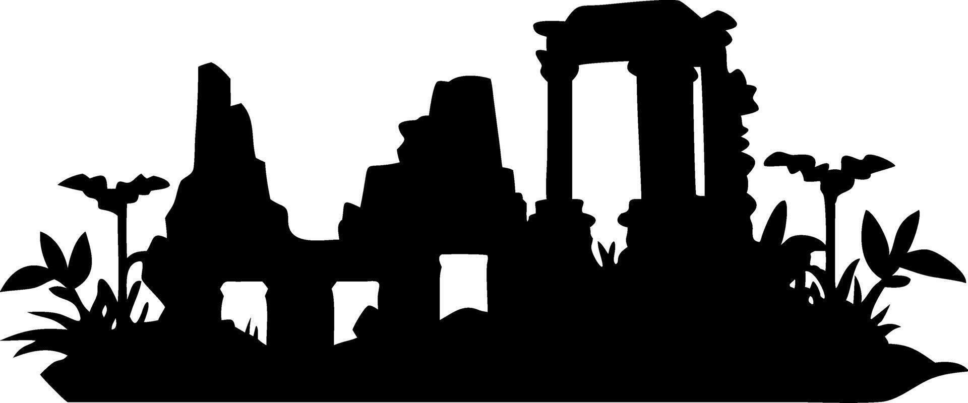 Ancient Ruins Silhouette Illustration for Art and Design Projects vector
