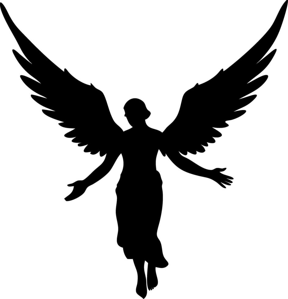 Angel Silhouette Design for Spiritual Themes Tattoo and Art Projects vector