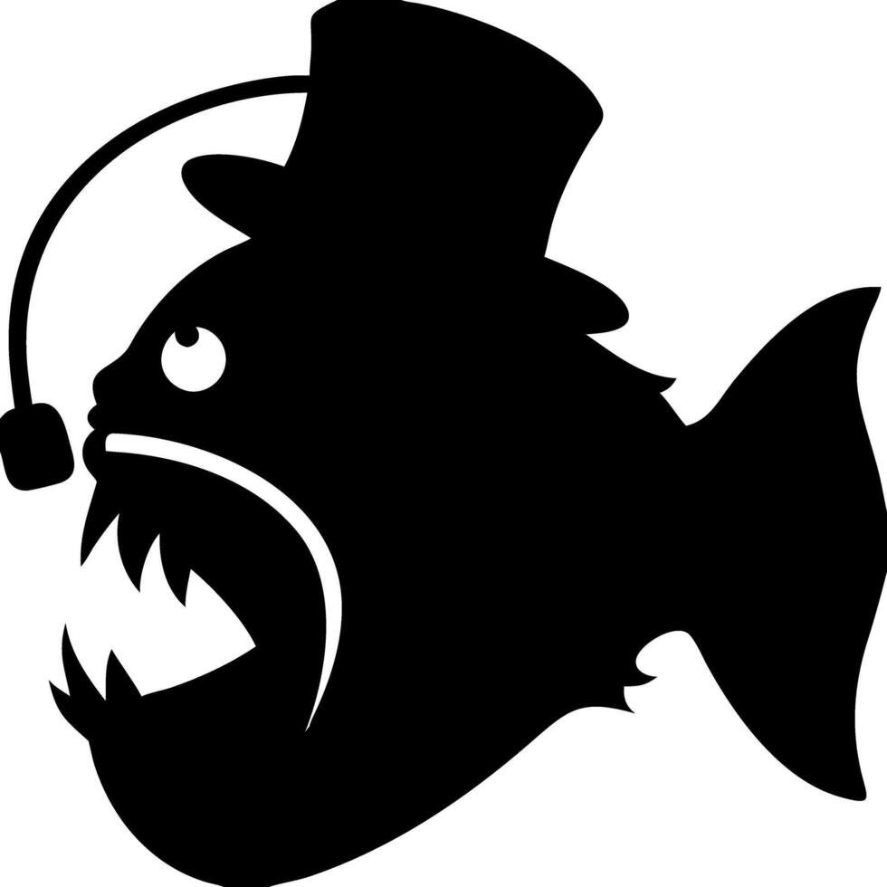 Anglerfish Silhouette in Top Hat Illustration for Creative Design vector
