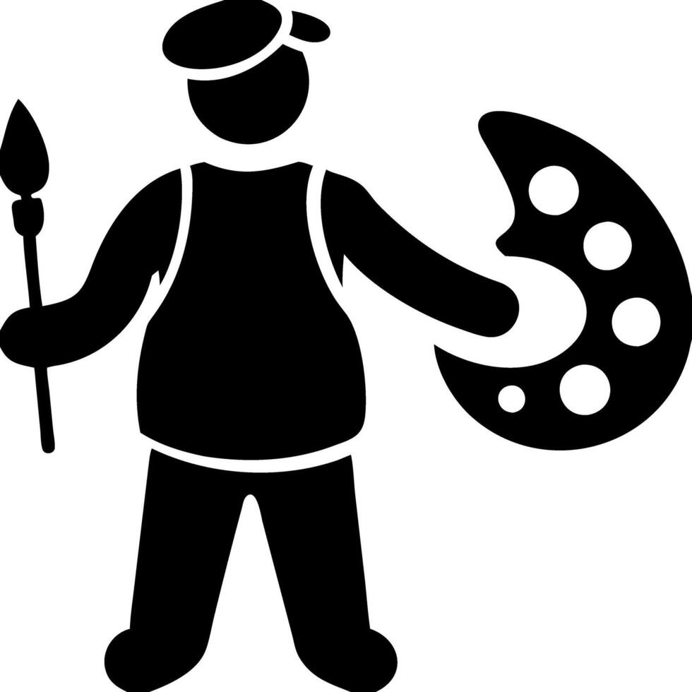 Artist Silhouette with Paintbrush and Palette for Creative Designs and Projects vector