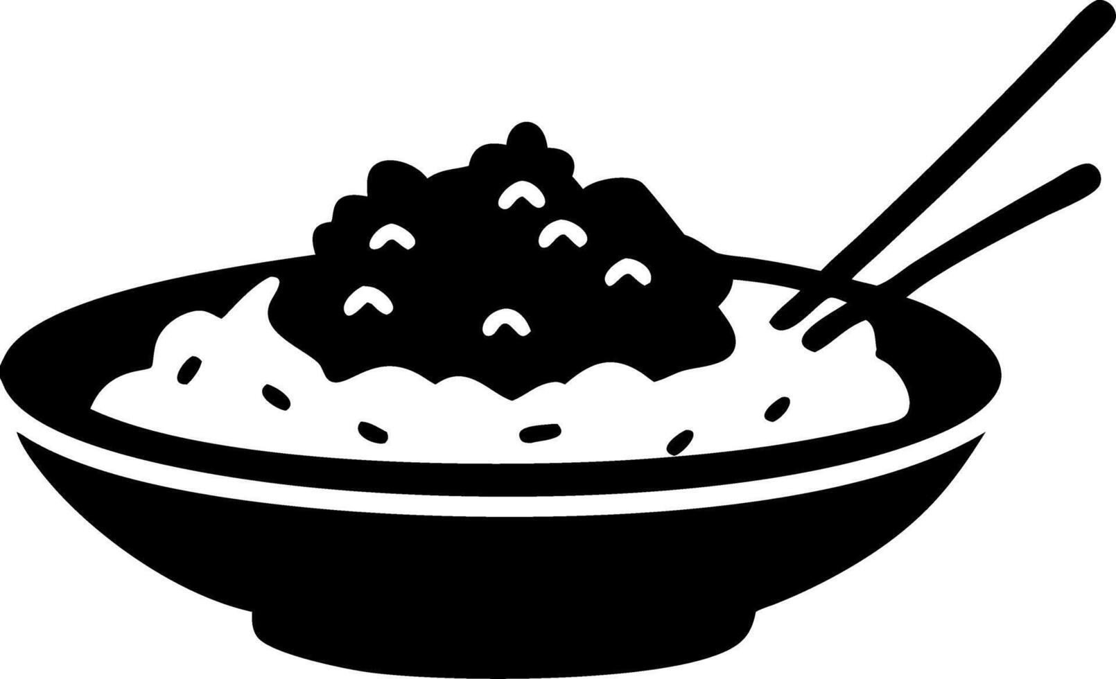 Asian Cuisine Bowl with Chopsticks for Menu Design and Food Illustrations vector