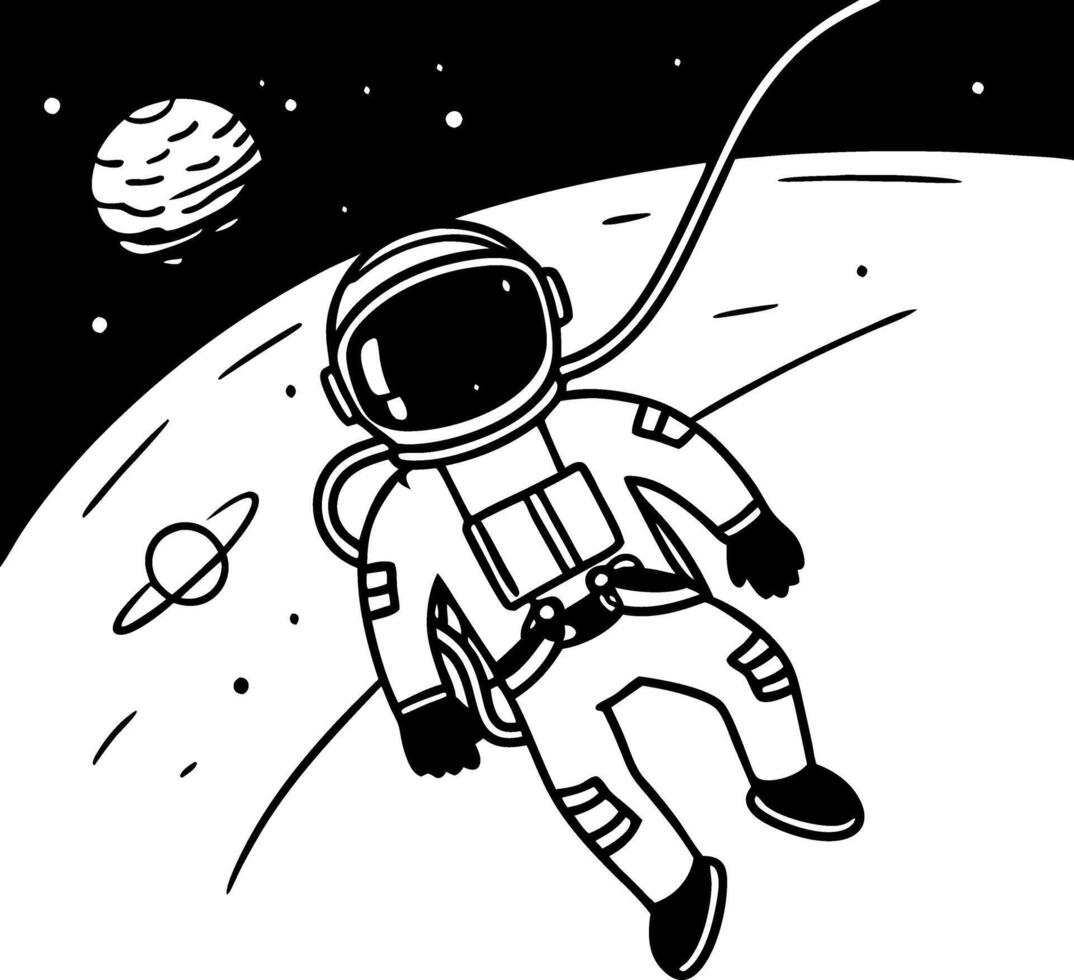 Astronaut Floating in Space with Planetary Background Illustration vector