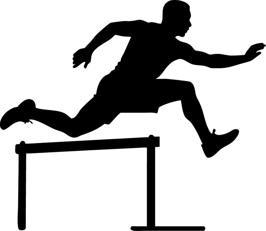 Athlete Hurdle Jumping Silhouette for Track and Field Design and Sports Art vector