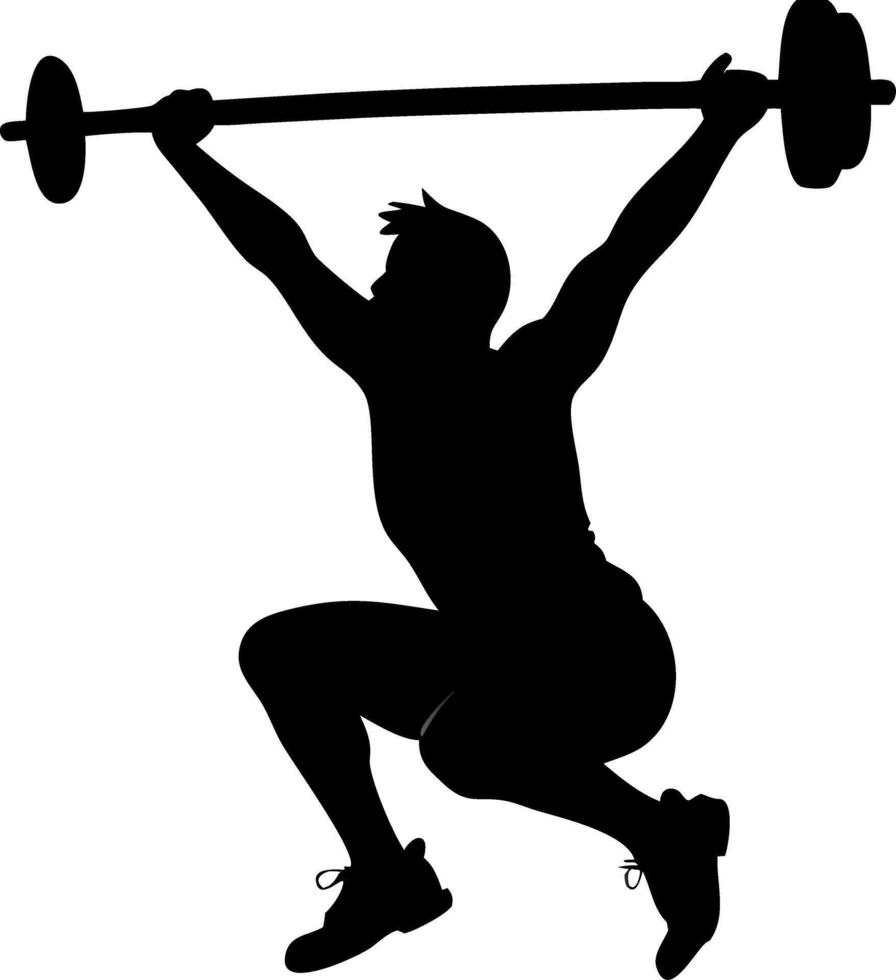 Athlete Silhouette Lifting Barbell for Fitness and Workout Design Concepts vector