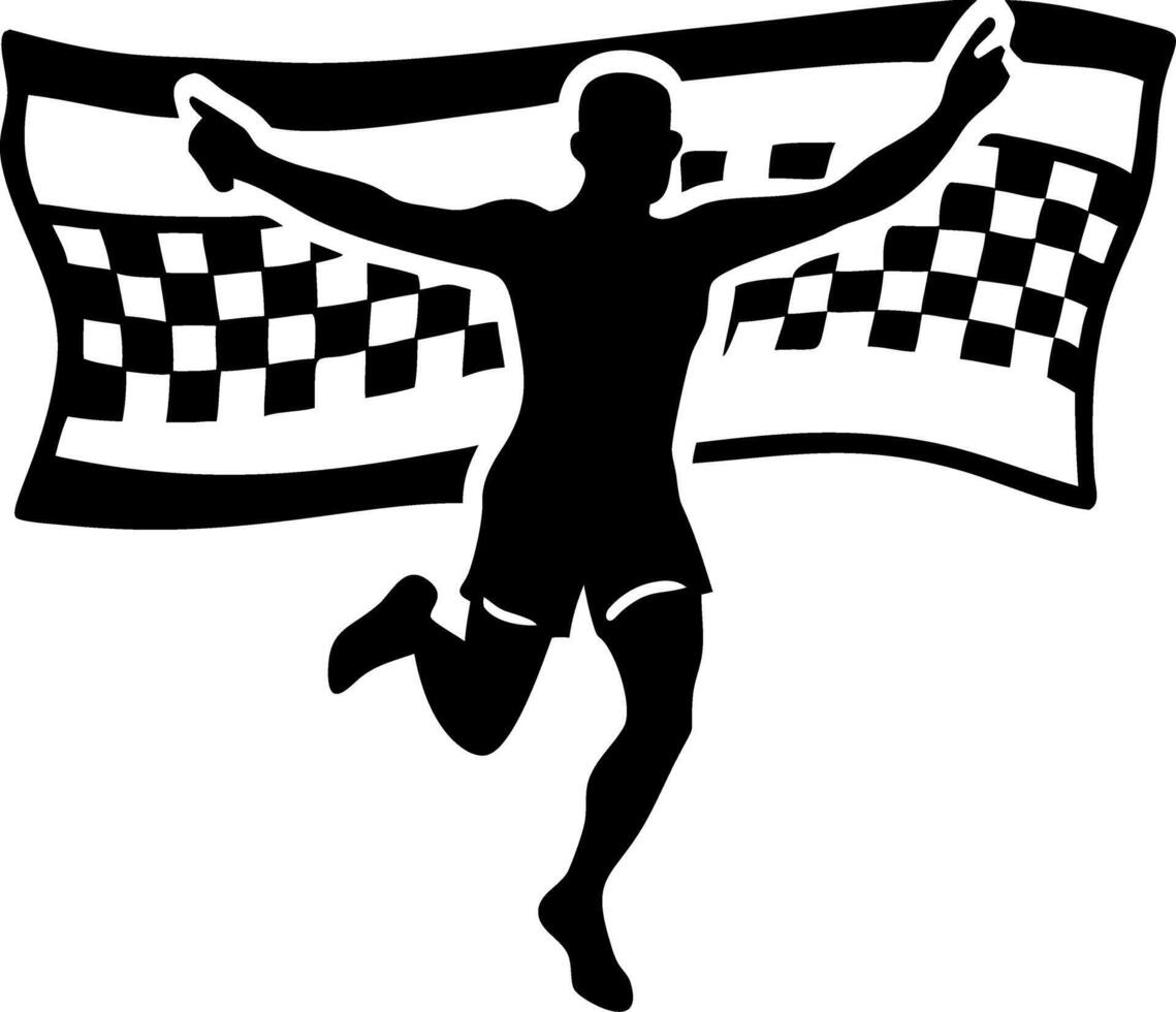 Athlete Crossing Finish Line Victory Celebration Silhouette vector