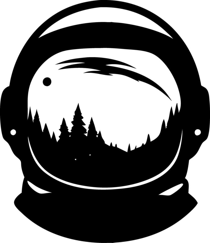 Astronaut Helmet with Forest Landscape for Nature Adventure Art vector