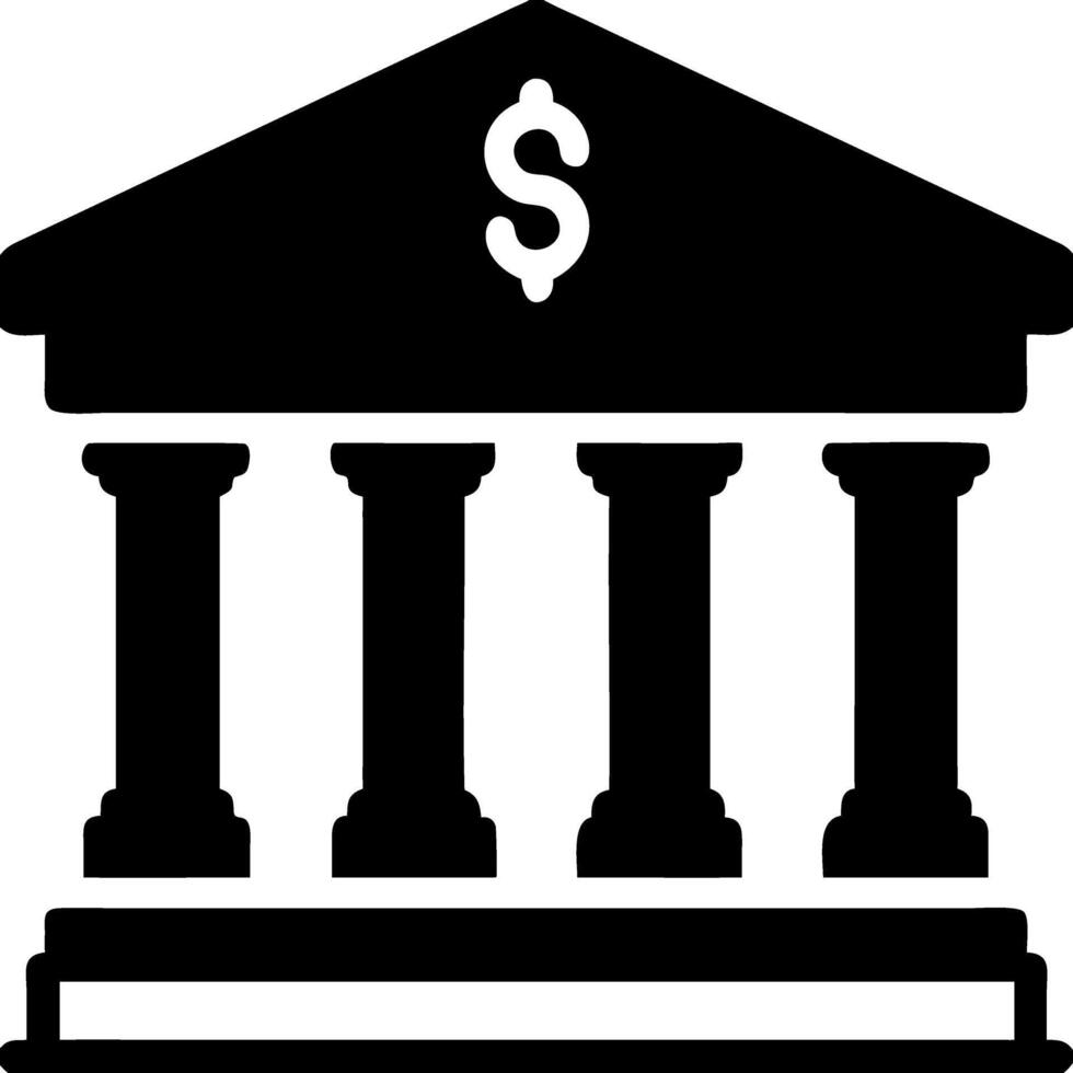Bank Building Silhouette with Dollar Sign for Finance and Business vector
