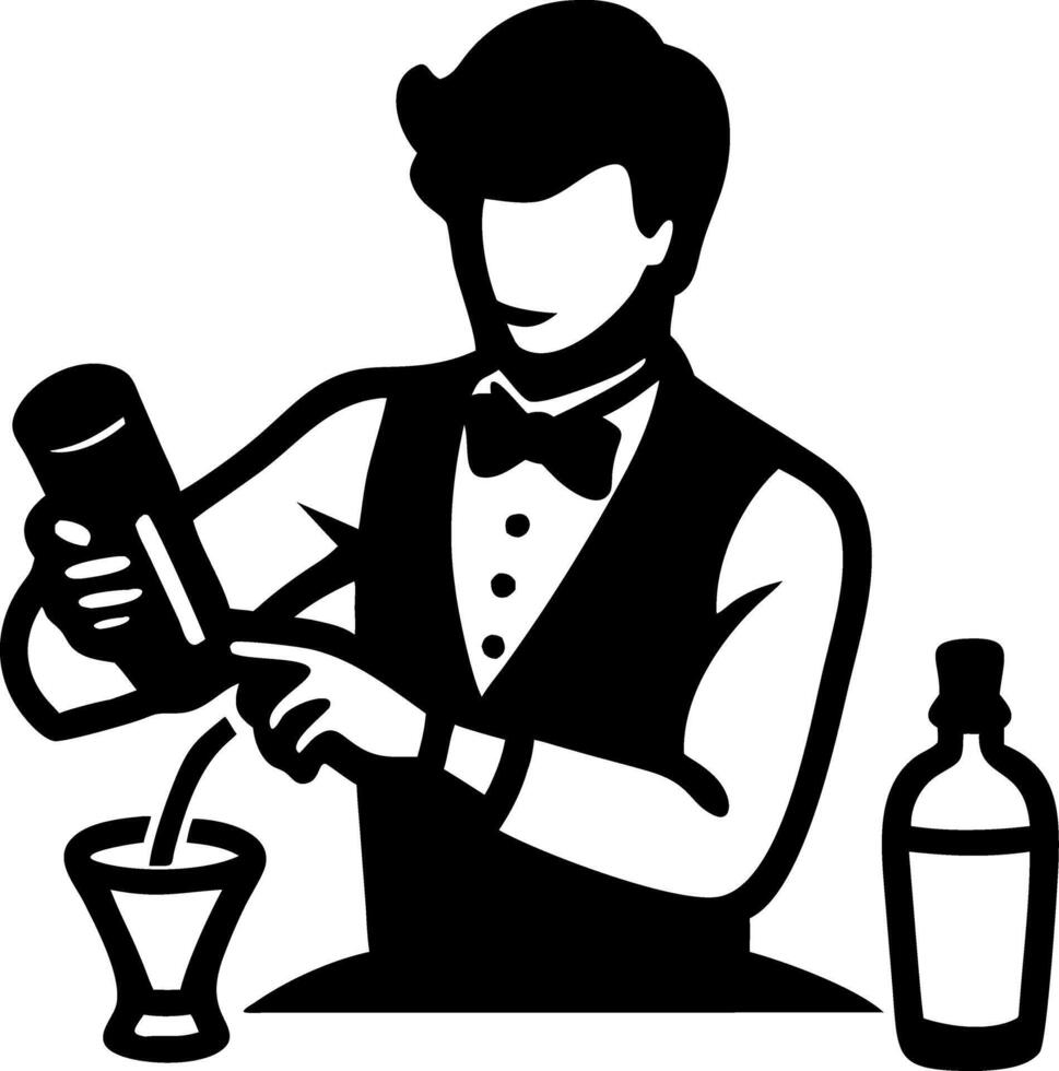 Bartender Mixing Cocktails Art for Beverage Menu and Advertising Design vector