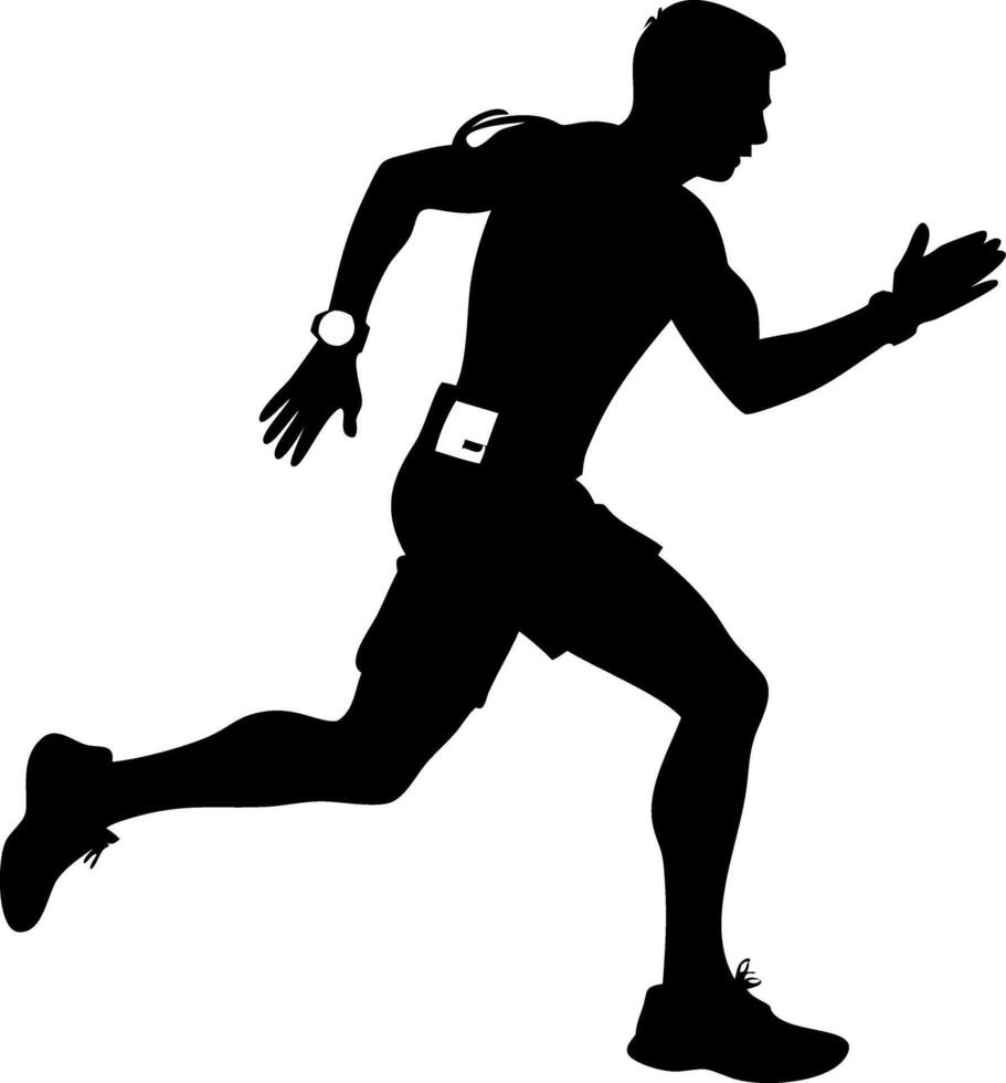 Athletic Male Runner Silhouette for Fitness and Training Themes vector