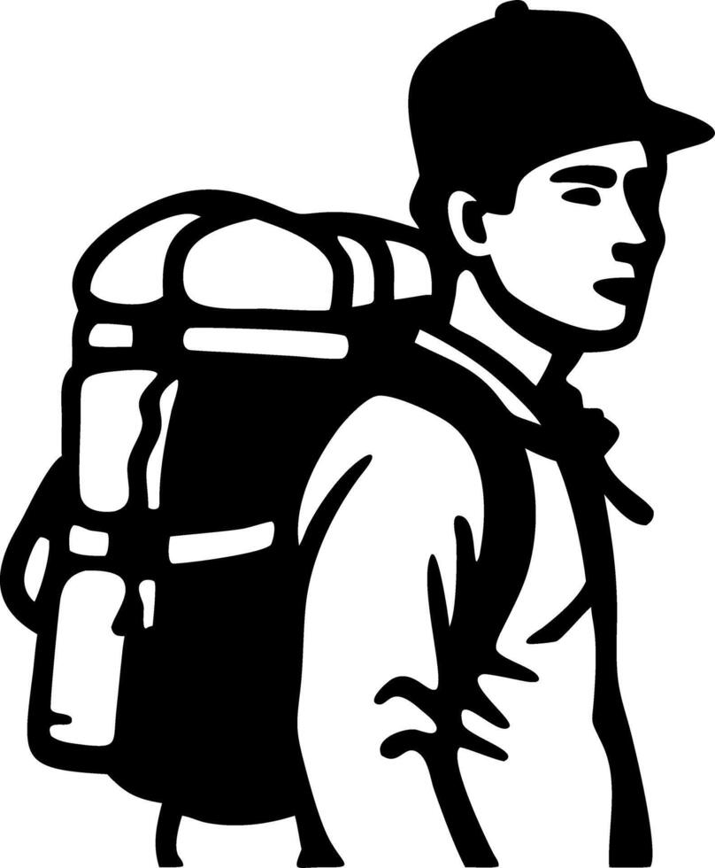 Backpacker Silhouette Ideal for Outdoor Adventure Designs and Travel Projects vector