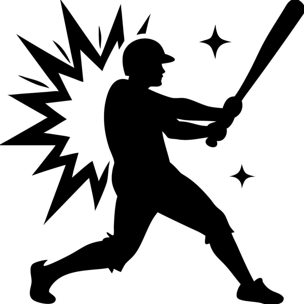 Baseball Player Silhouette Swinging Bat Dynamic Illustration vector