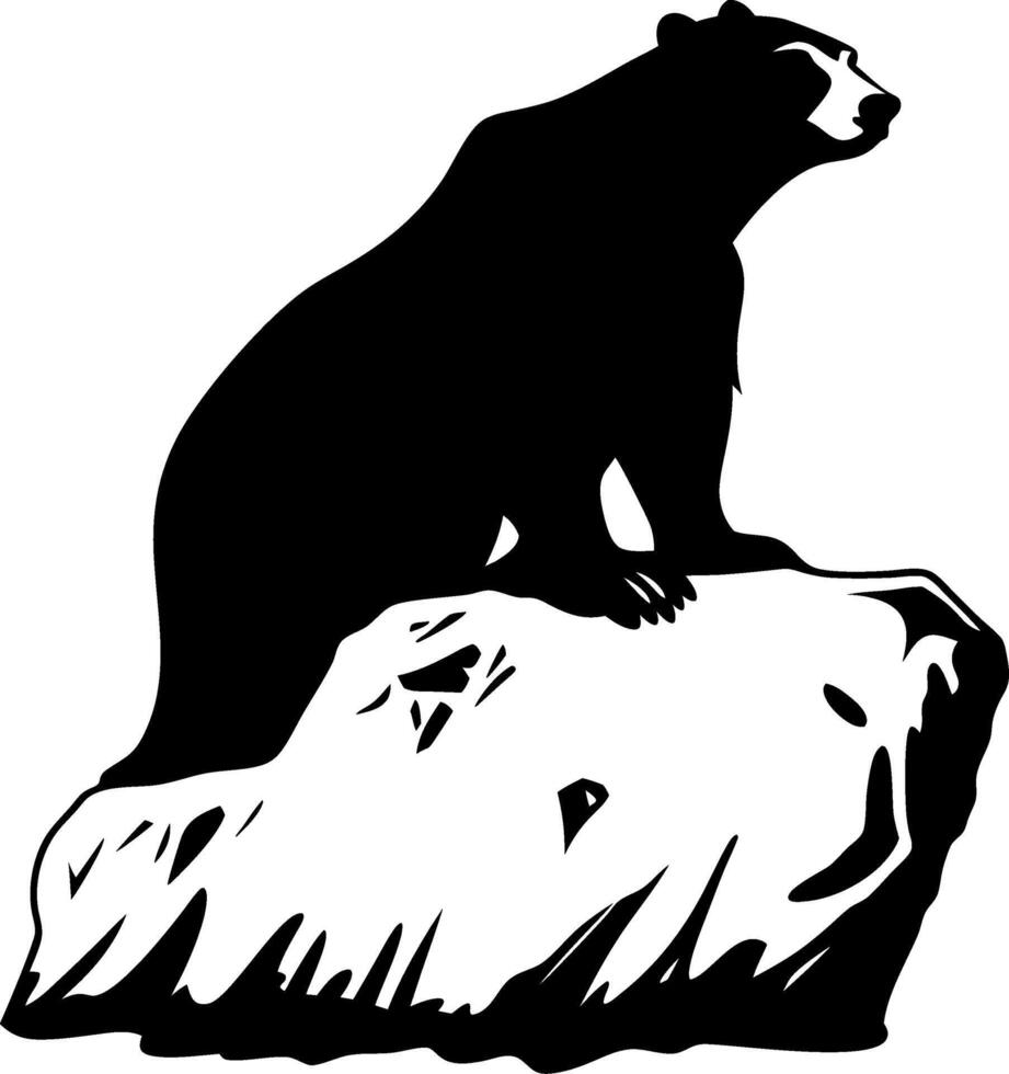 Bear Silhouette on Rock Illustration for Tattoo Design and Art Projects vector