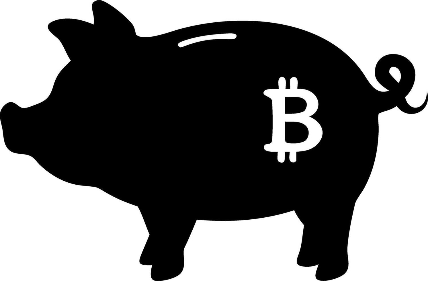 Bitcoin Piggy Bank Silhouette for Cryptocurrency Savings Concept vector