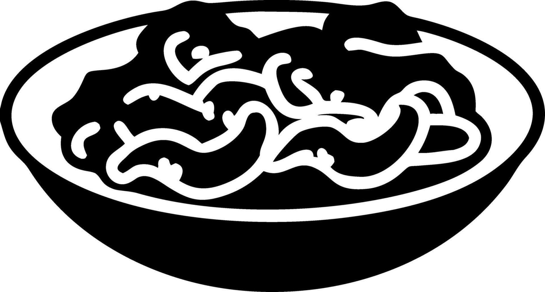 Black and White Bowl of Noodles Illustration for Food Design Projects vector