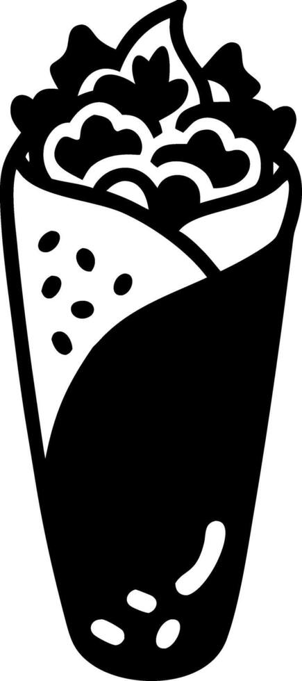 Black and White Burrito Illustration for Food Packaging and Menu Design vector