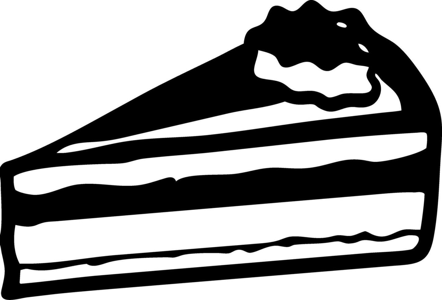 Black and White Cake Slice Illustration for Bakery and Dessert Projects vector