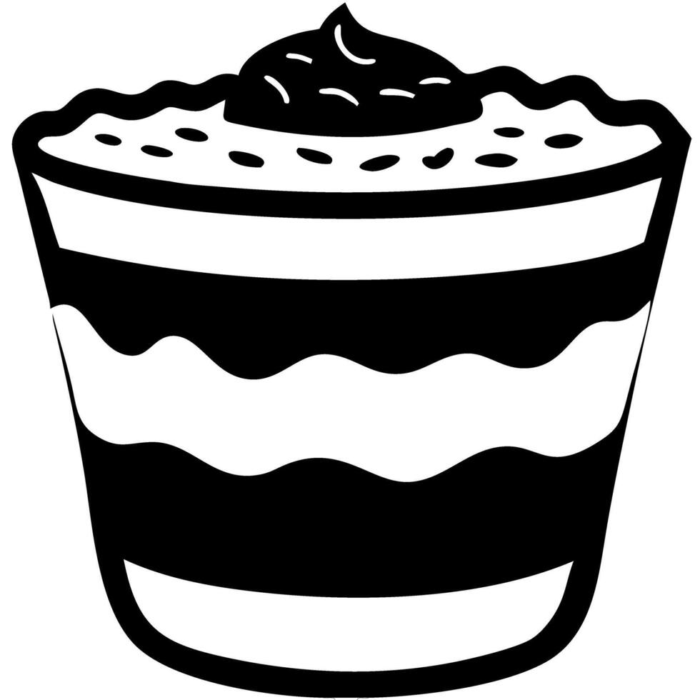 Black and White Layered Dessert Illustration for Culinary Designs vector