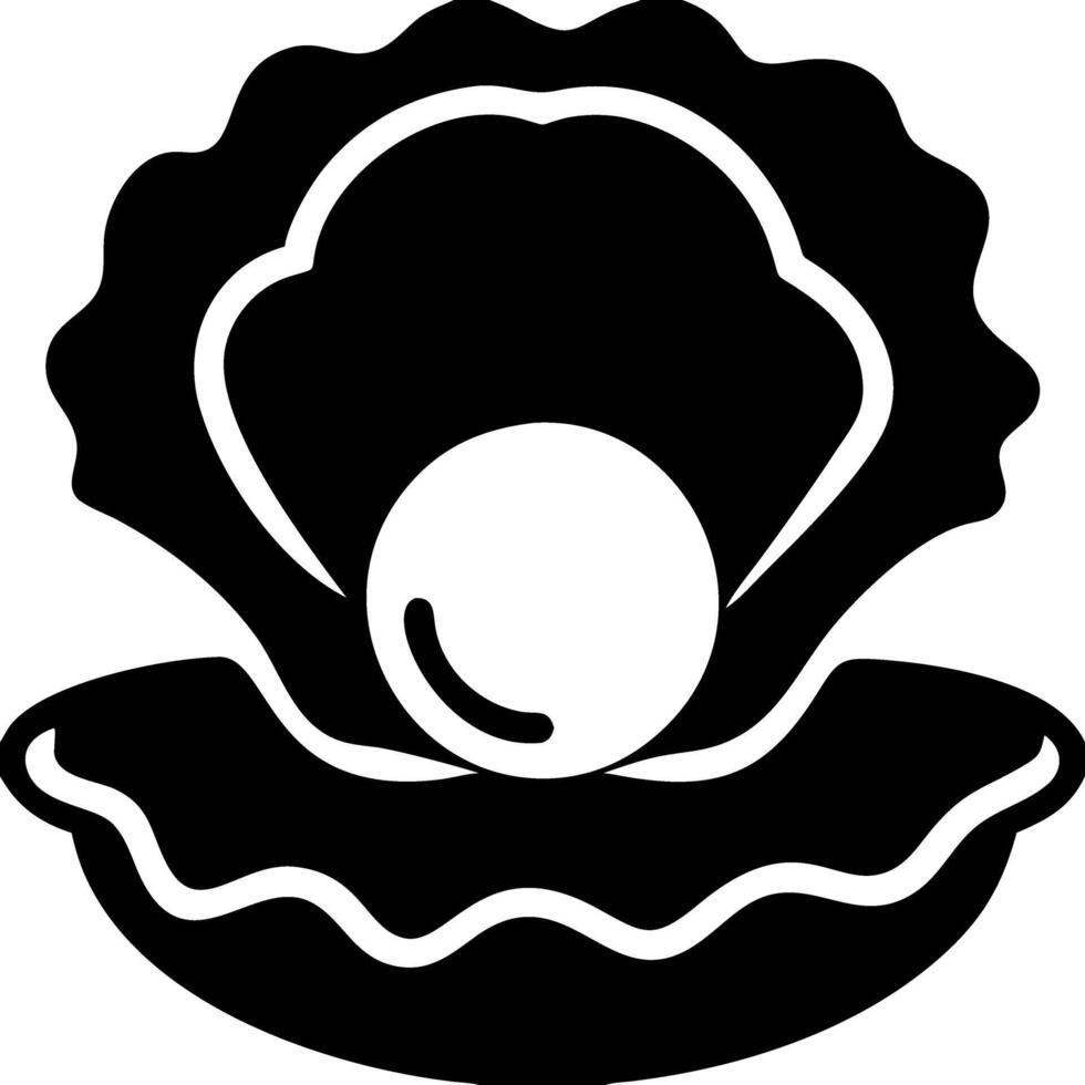 Black and White Pearl in Oyster Shell Illustration for Decorative Design vector