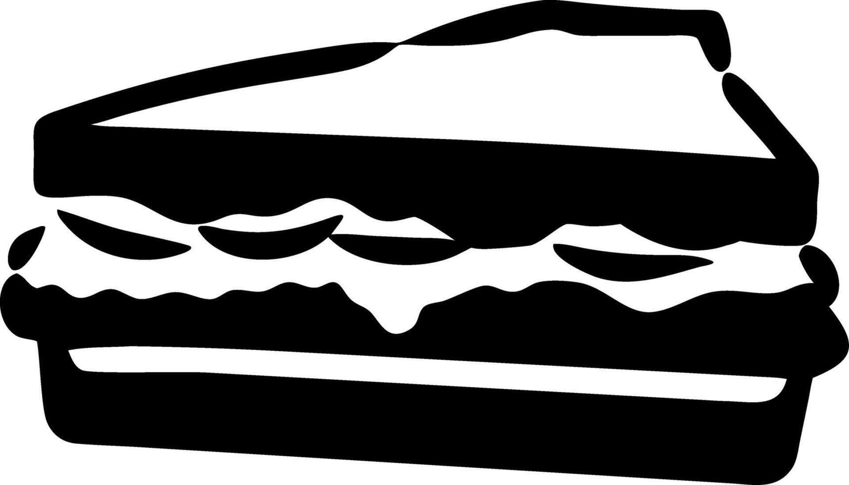 Black and White Sandwich Illustration for Food Design and Graphic Projects vector