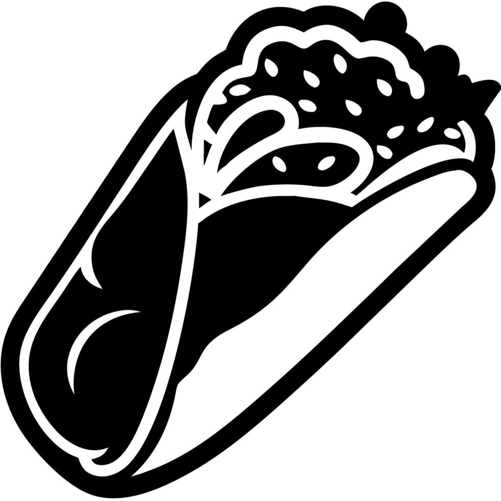 Black and White Taco Illustration for Design and Decoration vector