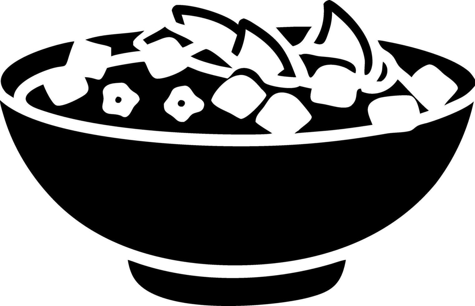Black and White Silhouette of Fruit Bowl for Culinary Design Projects vector