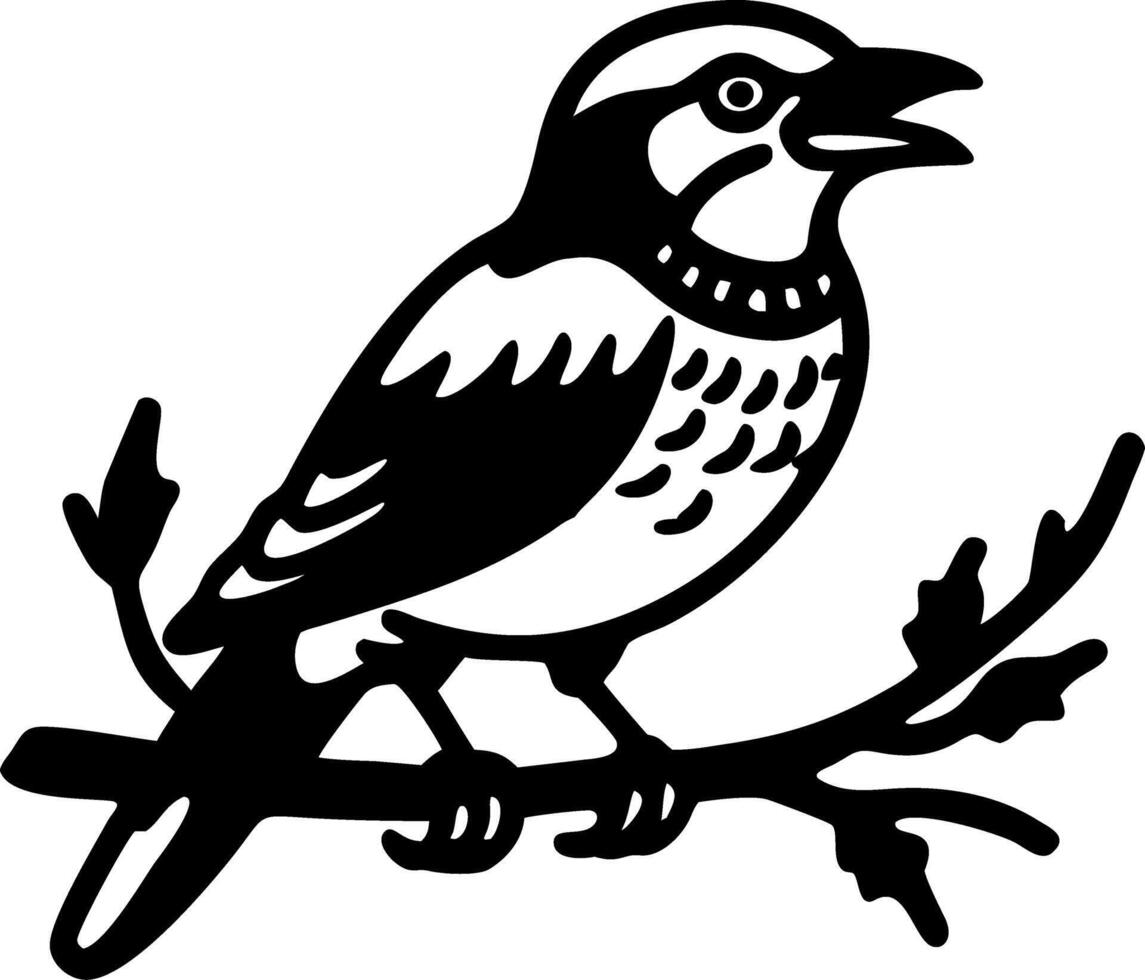 Black Bird Silhouette on Branch Design for Art and Craft Projects vector