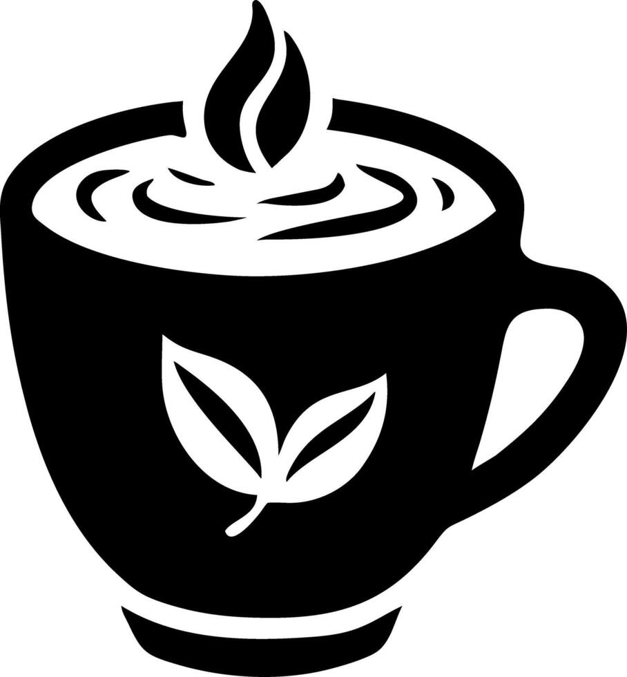 Black Coffee Cup with Leaf Design Organic Cafe Illustration for Logos and Branding vector