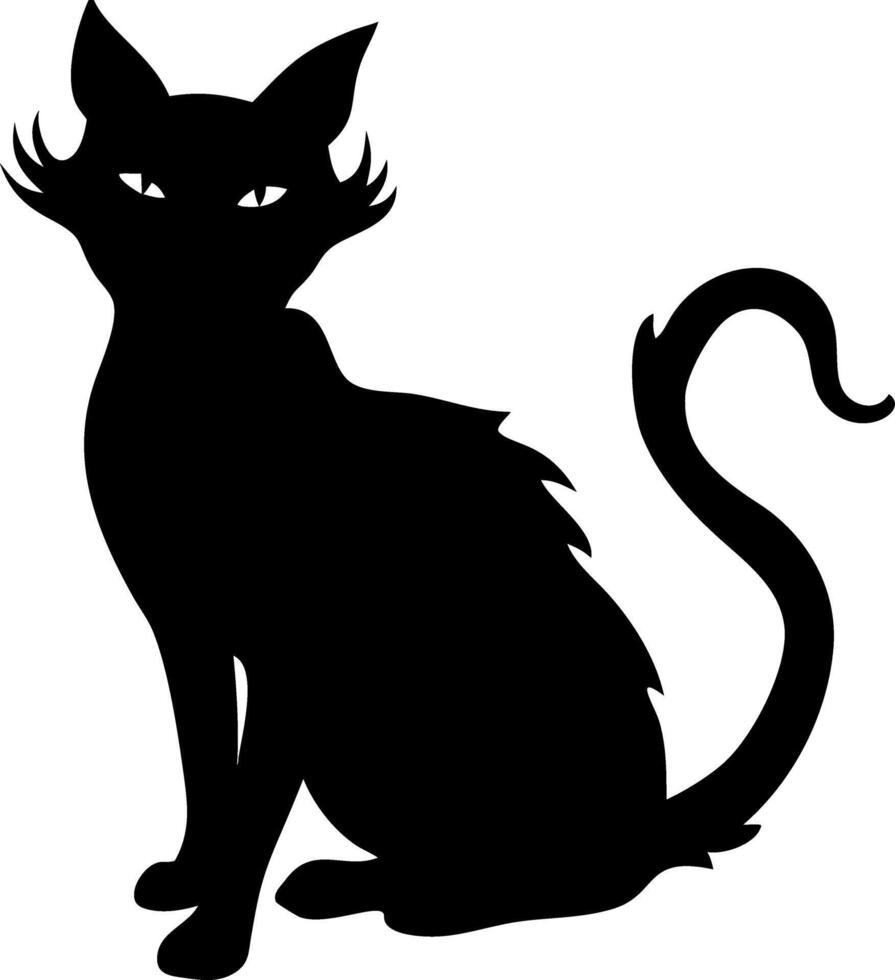 Black Cat Silhouette Illustration for Halloween Decorations and Designs vector