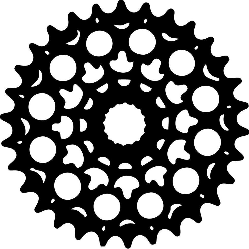 Black Bicycle Gear Sprocket Intricate Circular Design for Art and Decoration vector