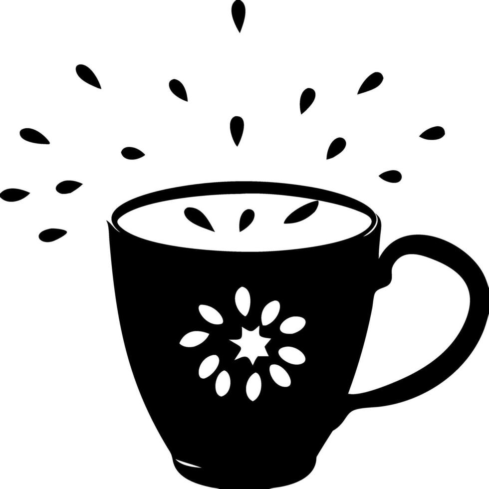 Black Coffee Mug with Decorative Floral Splash Design for Art and Crafts vector