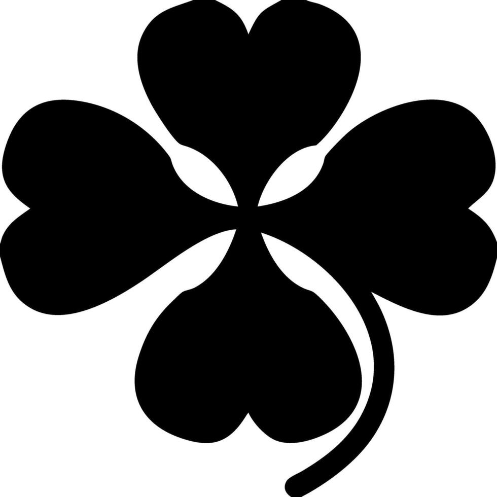 Black Four-Leaf Clover Silhouette for Design and Decoration vector
