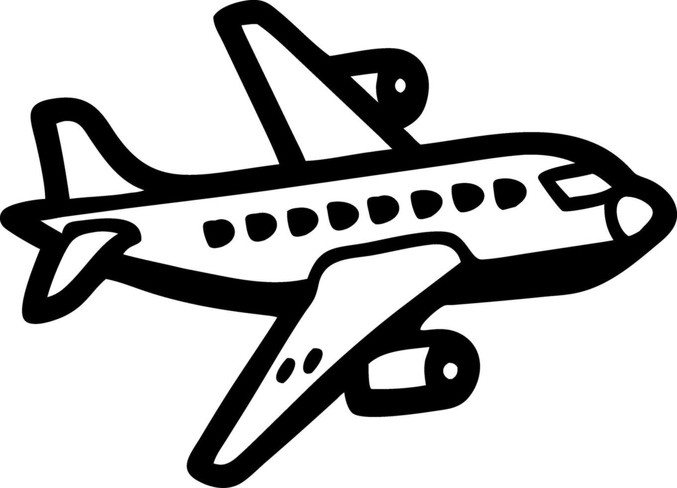 Black Outline Airplane for Travel and Aviation Design vector