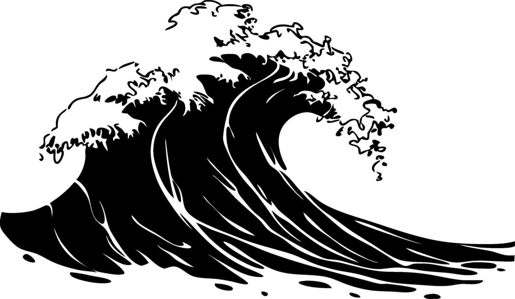 Black Ocean Wave Illustration for Design and Tattoo Inspiration vector