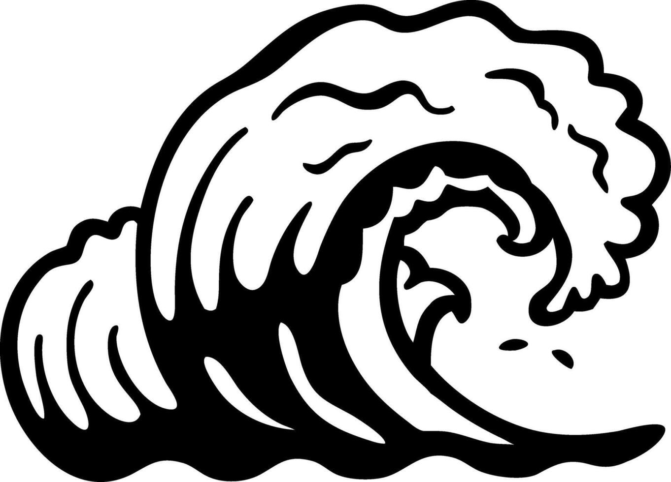 Black Ocean Wave for Tattoo and Coloring Book Design vector